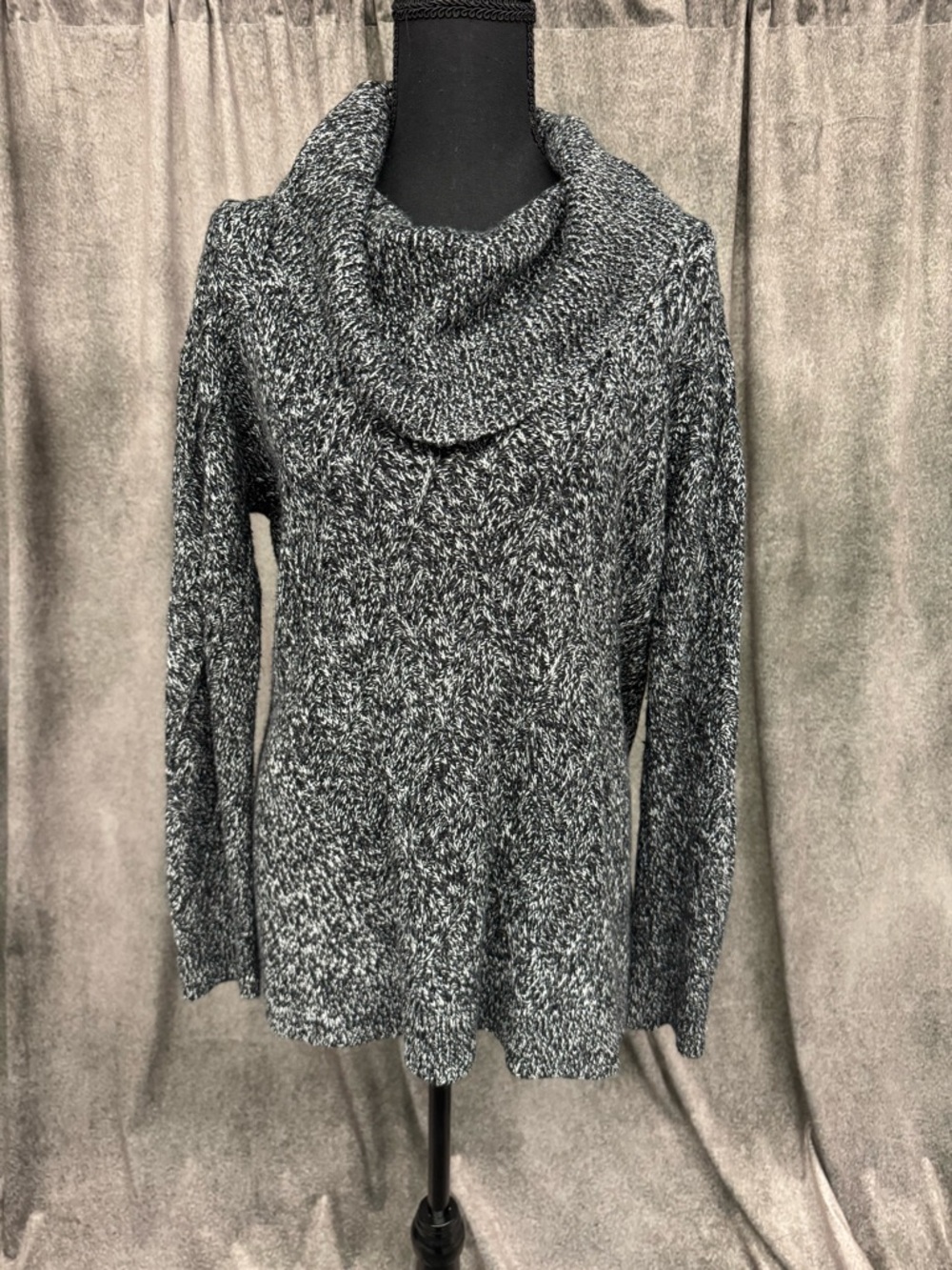 Calvin Klein Marled Black & White Cowl Neck Sweater